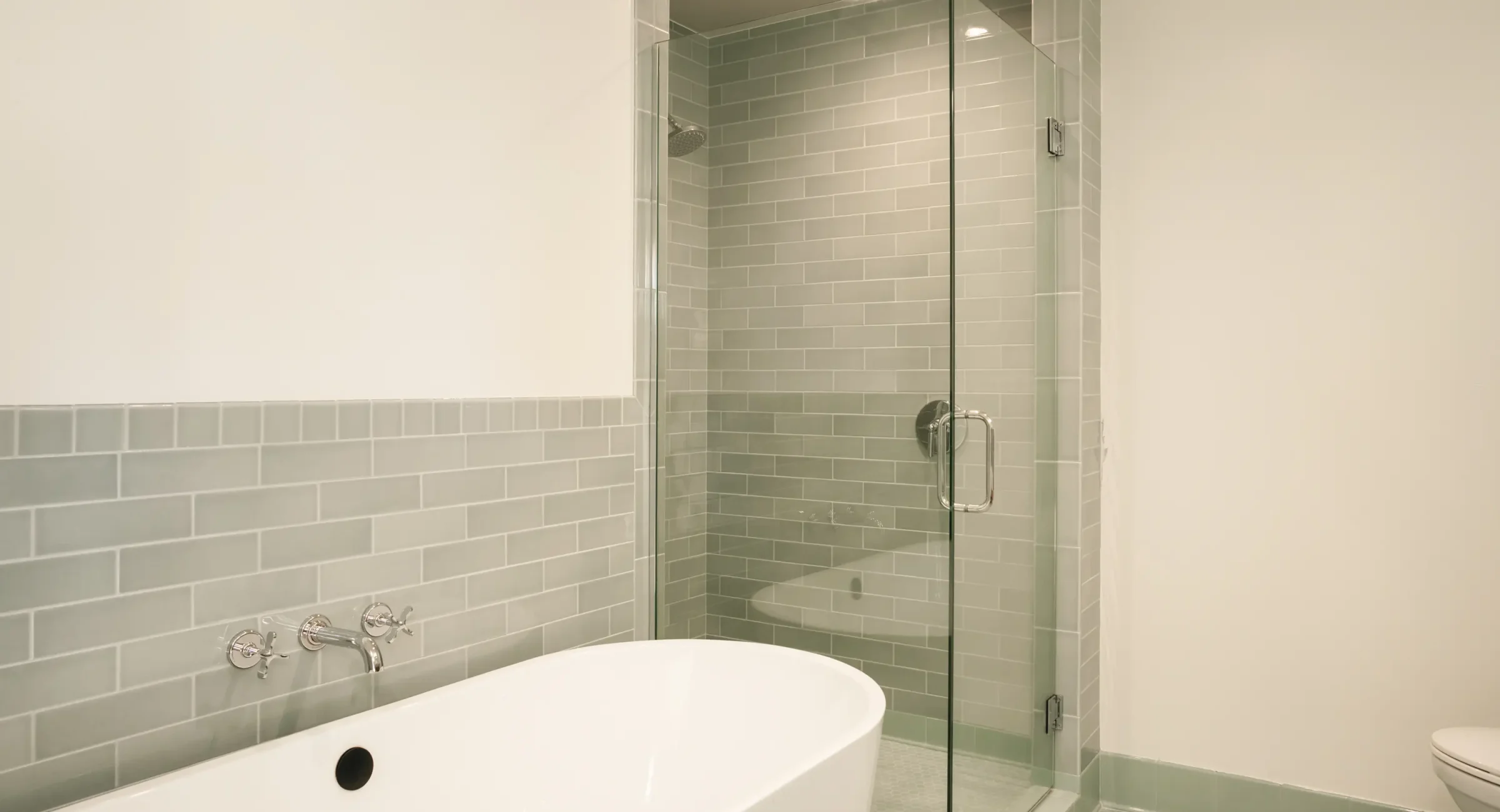 Luxury bathroom with walk-in shower and soaking tub Mendocino