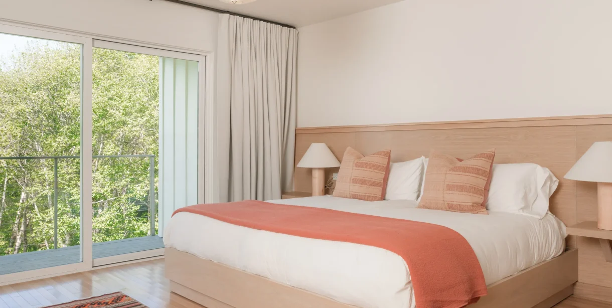 Where to Stay in Mendocino with ocean views? Check out our modern guest room with private deck