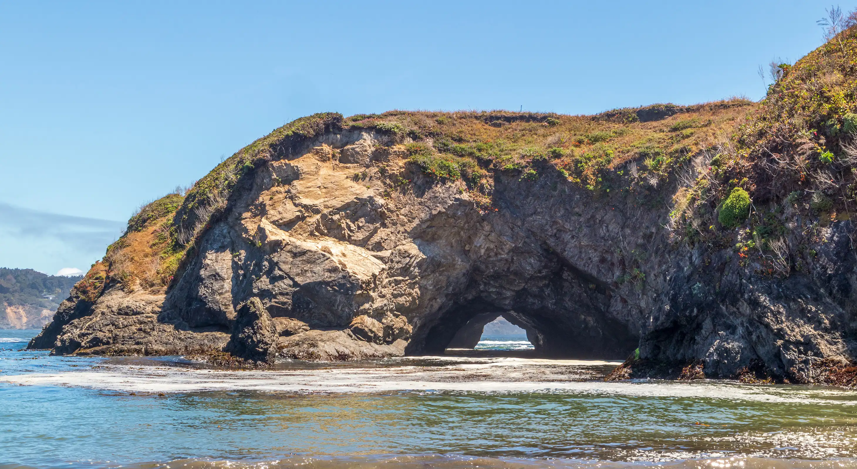 Scenic Pacific Ocean cliffs at Mendocino Headlands State Park on the Northern California coast